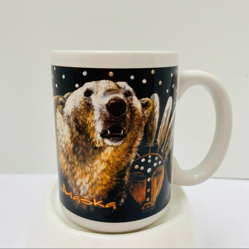 Alaska Souvenir Grizzly Bear Mug Cup signed